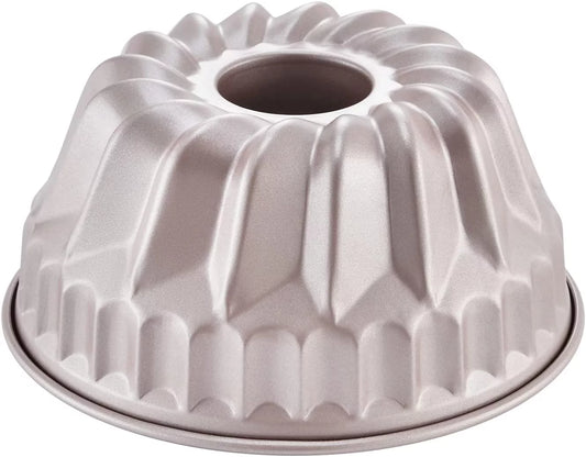 CHEFMADE Bundt Cake Pan, 7-Inch Non-Stick Vortex-Shaped Tube Pan Kugelhopf Mold for Oven and Instant Pot Baking (Champagne Gold)