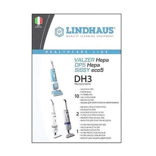 Lindhaus DH3 DP5 HEPA Bags (10 Pack) + 2 Filters