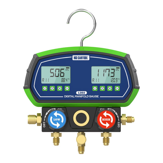 Mrcartool Refrigeration Digital Manifold Gauge Set 2-Valve HVAC Systems Vacuum Pressure Temp Test Meter Leak Tester,Builtin 90 Kinds of Refrigerant Data