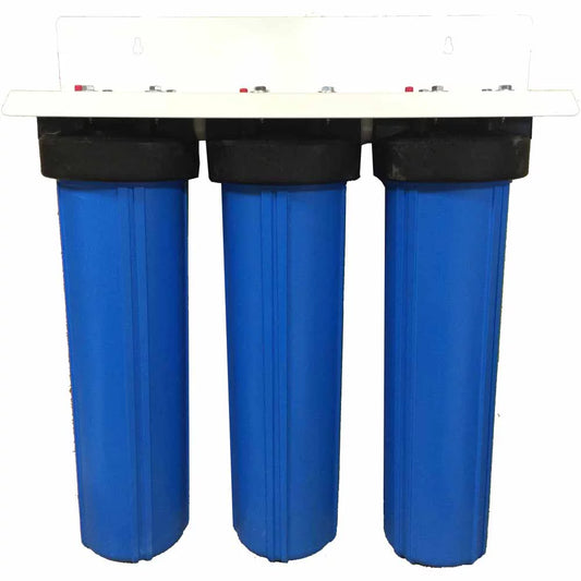20-inch 3 Stage Big Blue Whole House Filter for Low pH, Acidic Water, Chlorine, Chemicals, and Odor Removal