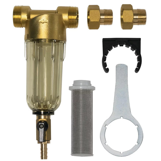 Express Water Whole House Sediment Water Filter – Spin Down Home Water Filtration System – 50 Micron Reusable Sediment Filter Cartridge – 1” and 3/4 Compatible with Filter, Mounting Bracket, Adapters
