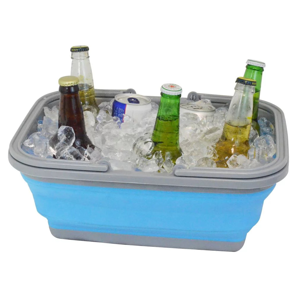 Collapsible Basket W/ Handle, Blue