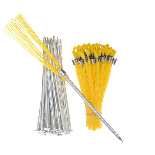 Trail Chasers Yellow 6 inch High Plastic Ground Marking Whiskers with Lightweight Stakes (Pkg of 25)