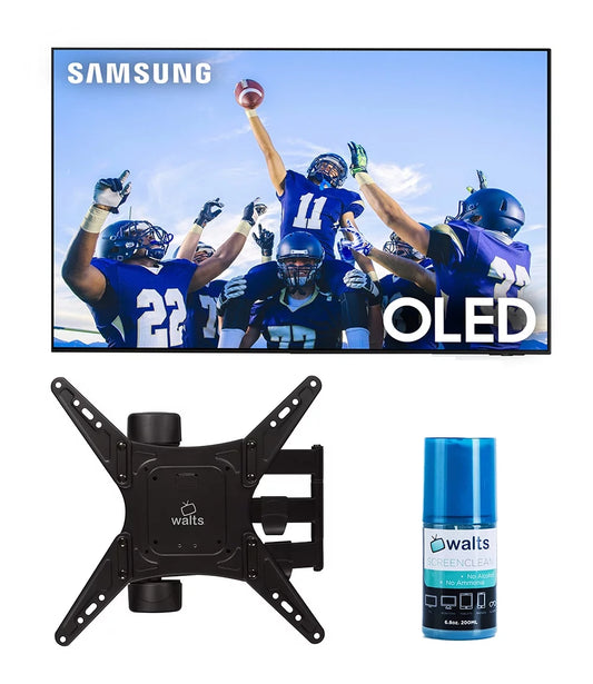 Samsung QN55S95CAFXZA 55 Ultra Slim 4K Quantum HDR OLED Smart TV with a Walts TV Medium Full Motion Mount for 32-65 Compatible TV's and Walts HDTV Screen Cleaner Kit (2023)