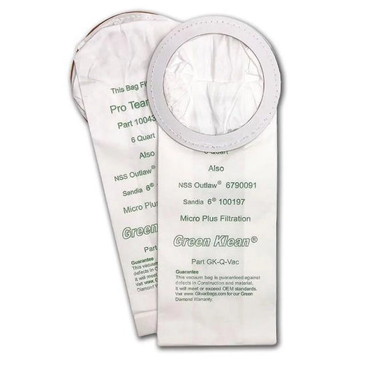 Green Klean ProTeam Quartervac 6 Qt Backpack Replacement Vacuum Bags, 10 Bags