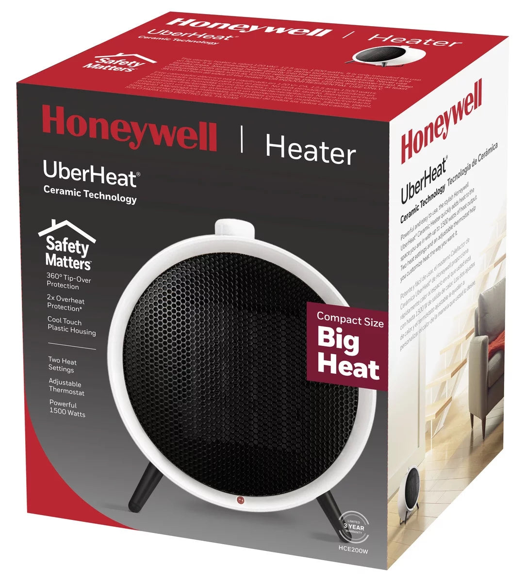 Honeywell UberHeater Ceramic Heater HCE200W, White