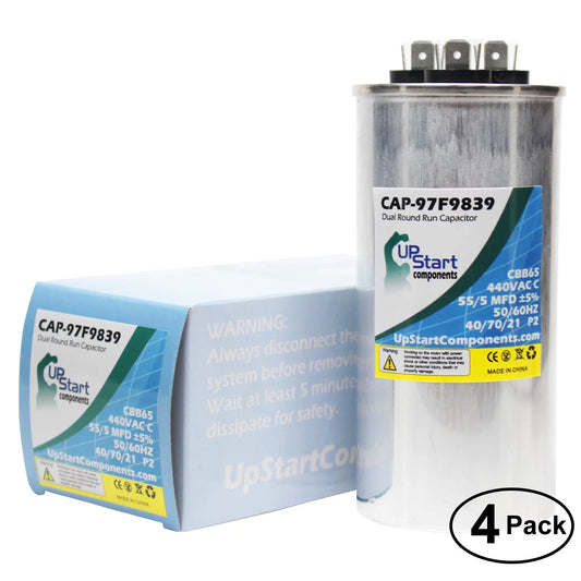 4-Pack 55/5 MFD 440 Volt Dual Round Run Capacitor Replacement for Tempstar 1088279 - CAP-97F9839, UpStart Components Brand
