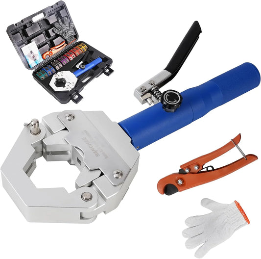 YGDU Hydraulic Hose Crimper AC Crimping Tool for Barbed and Beaded Hose Fittings, Air Conditioning Repaire Ac Hose Crimper with 7 Die Set（ BC-71500）