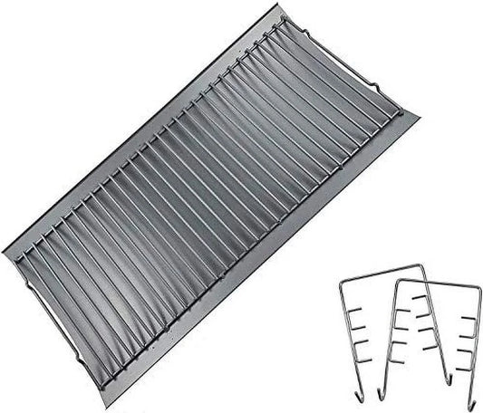 Replace parts Aluminized Steel Ash Pan with 2 pc Fire Grate Hanger, Replacement for Chargriller Charcoal 1224, 1324, 2121, 2222, 2727, 2828, 2929, Charbroil 17302056 Grill( 27 X 13 1/4)
