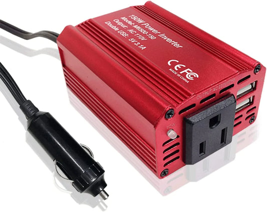 150W Car Power Inverter DC 12V to 110V AC Converter with 3.1A Dual USB Charging Ports and 1 AC Outlets Car