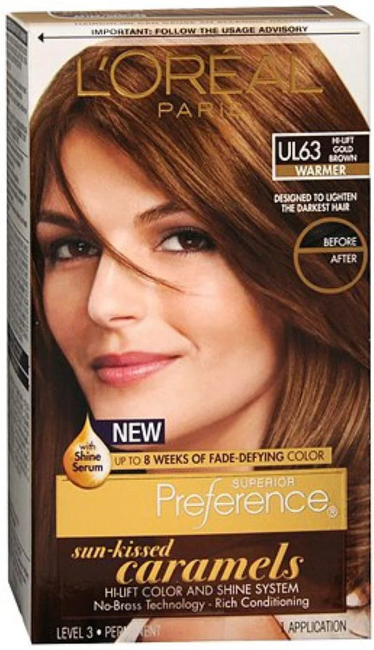 L'Oreal Superior Preference Preference Sun-Kissed Caramels, UL63 Hi-Lift Gold Brown 1 ea (Pack of 4)