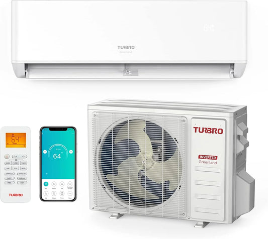 Open Box TURBRO 12,000 BTU Ductless Mini Split Inverter AC with Heat Pump GL12K115 -WHITE