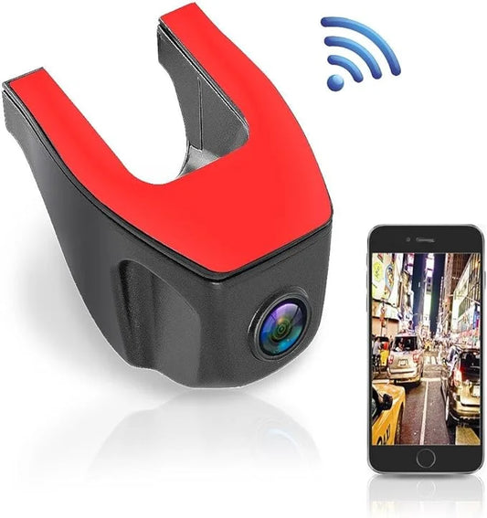 Open Box Pyle Wifi HD Car Dash Camera - Upgraded 1080p Dashboard Video Cam - RED/BLACK