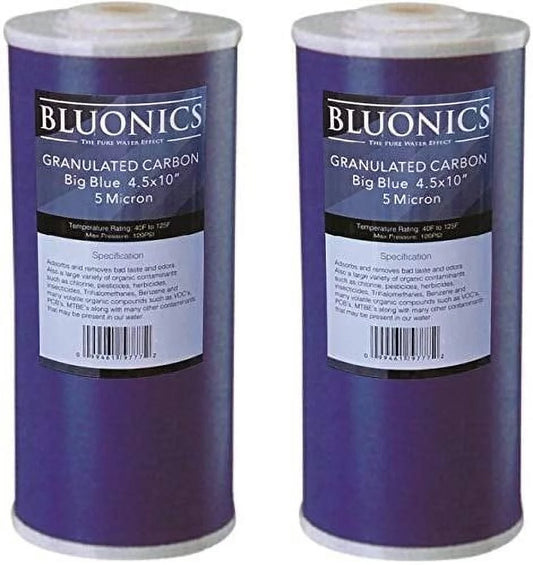 2 Big Blue (GAC) Granular Activated Carbon Water Filters 4.5 x 10 Cartridges