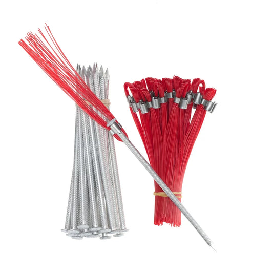 Trail Chasers Red 6 inch High Plastic Ground Marking Whiskers with Lightweight Stakes (Pkg of 25)