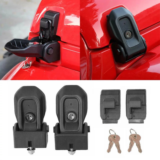 BFY Car Hood Latches and Anti-Theft Hood Catch Lock Kits With Key For Jeep wrangler JL 2018 2019 2020 2Pcs