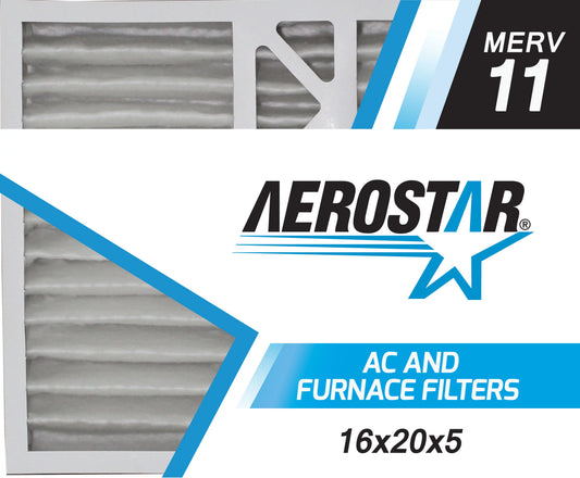 Aerostar 16x20x5 MERV  11, Honeywell Replacement Pleated Air Filter, 16x20x5, Box of 2