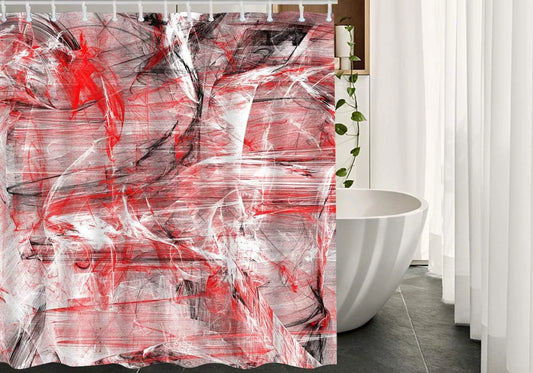 JOOCAR Line Fabric Shower Curtain with Hooks 3D Wave Striped Chaos Grain Noise Shape Art Collage Unique Modern Color Bath Shower Curtain Polyester 72x72 Inch for Bathrooms Bathtubs Camping