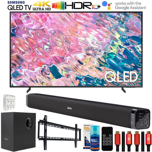Samsung QN65Q60BAFXZA Q60B 65 inch QLED 4K Quantum Dual LED HDR Smart TV (2022) Bundle with Deco Gear Home Theater Soundbar with Subwoofer, Wall Mount Accessory Kit, 6FT 4K HDMI 2.0 Cables and More