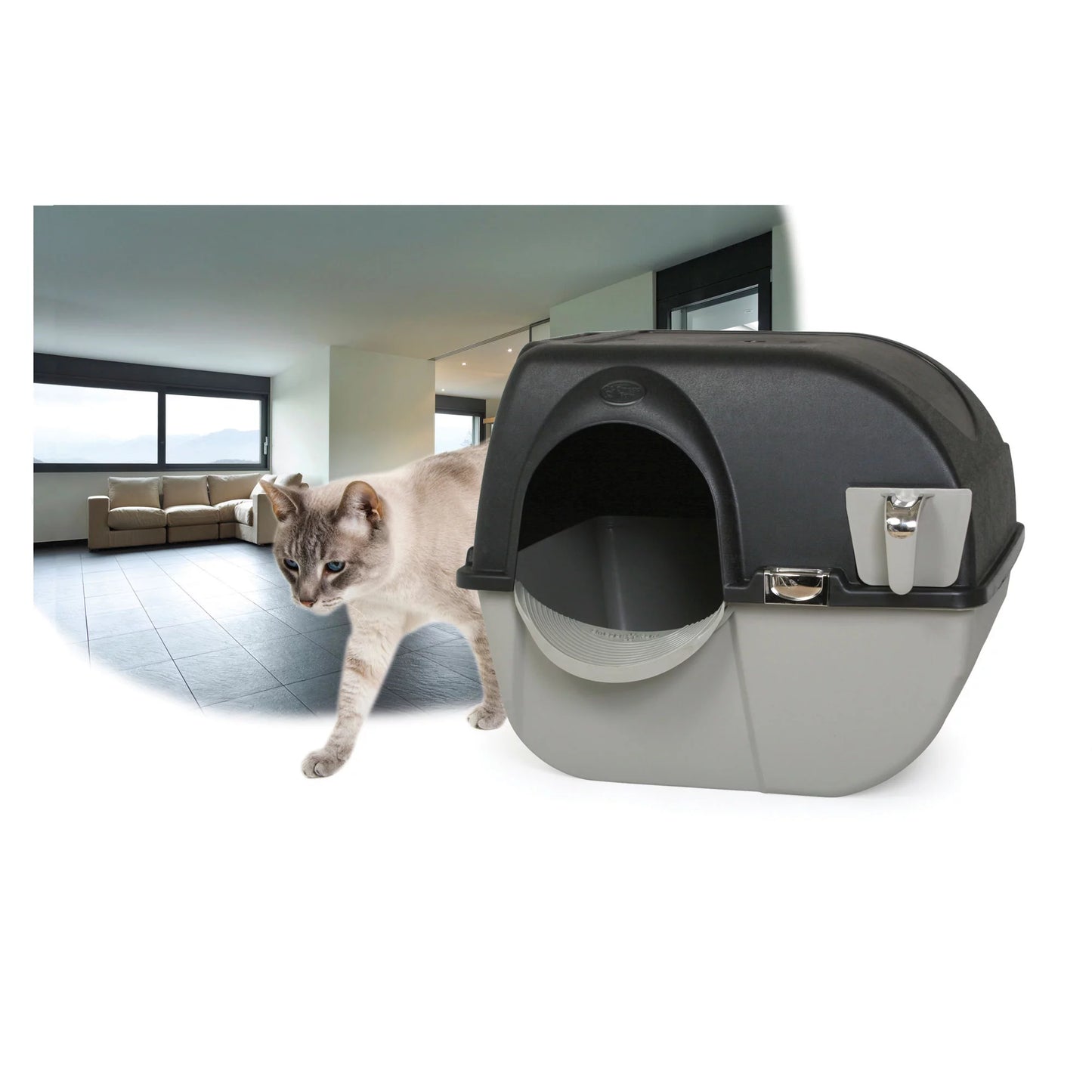 Omega Paw Large Elite Self-Cleaning Litter Box, Black