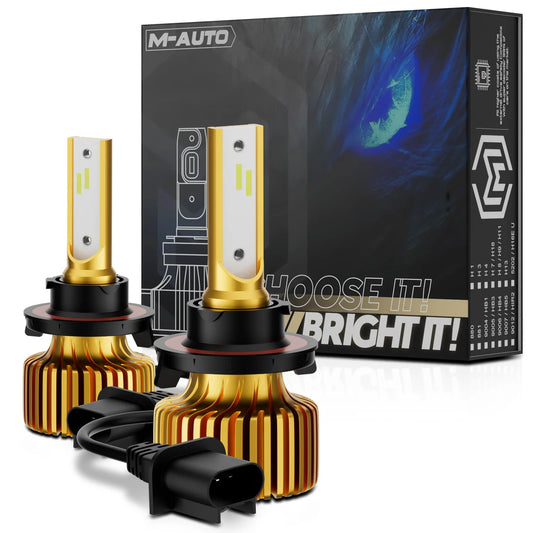 M-AUTO 2Pcs 12V/24V H13 9008 6500K White Headlight Aluminum Heatsink CSP LED Bulb High/Low Beam Fog Lamp Light DRL IP65 Waterproof