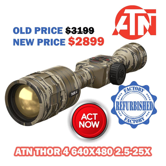Restored Premium ATN Thor 4 640 2.5-25x Bottomland Thermal Rifle Scope (Refurbished)