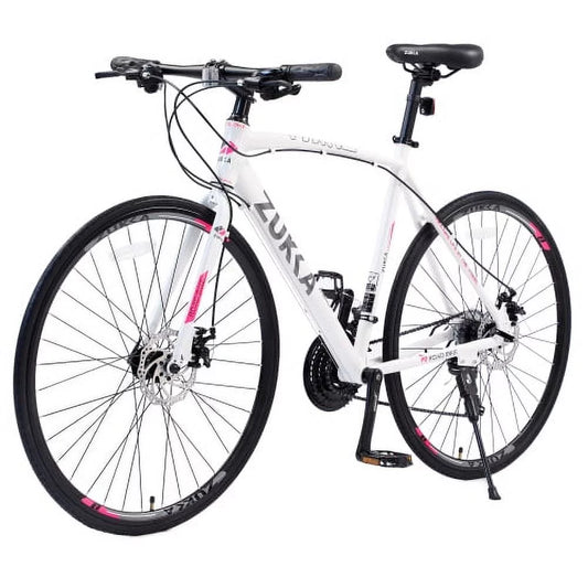 Adult 24 Speed Hybrid Bike, Mens and Womens, Dual Sport Bicycle, 700c Wheels, Lightweight Aluminum Frame