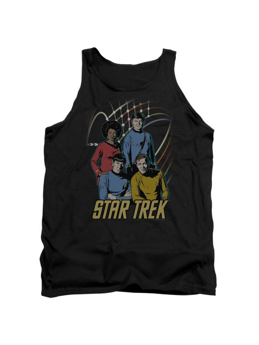 Star Trek TV Series Kirk Spock McCoy & Uhura Warp Factor 4 Adult Tank Top Shirt