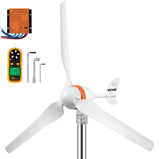 VEVOR Wind Turbine Generator, 12V/AC Wind Turbine Kit, 400W Wind Power Generator with MPPT Controller 3 Blades Auto Adjust Windward Direction Suitable for Terrace, Marine, Motor Home, Chalet, Boat