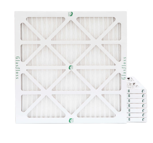 25x25x1 MERV 10 Pleated AC Furnace Air Filters by Glasfloss Industries. ( 8 Pack ) Exact Size: 24-1/2 x 24-1/2 x 7/8