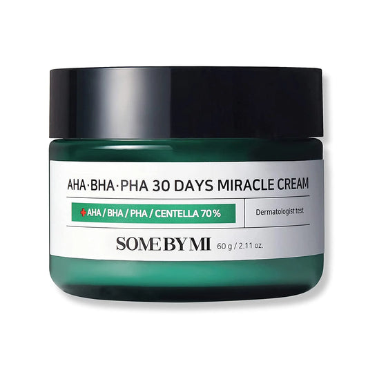 AHA BHA PHA 30 Days Miracle Cream - 2.02Oz, 60ml - Made from Tea Tree Water for Sensitive Skin - Mild Face Moisturizer for Skin Calming and Soothing - Pore and Sebum Care - Korean Skin Care