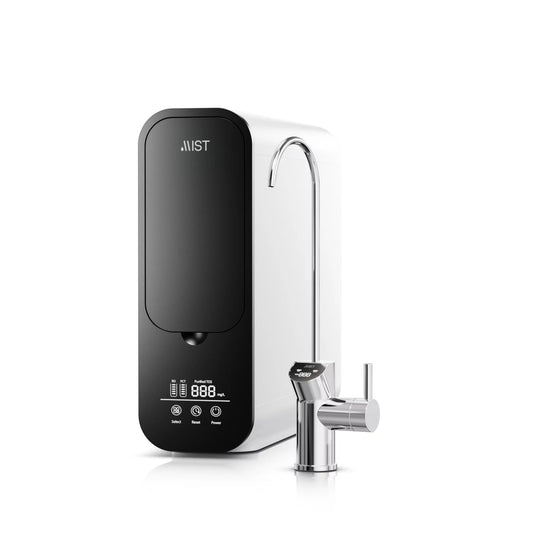 Reverse Osmosis Under Sink Compact Tankless RO Water Filter System, Dual-Filter, Reduces TDS, 600 GPD, 4 Stage Filtration Smart Faucet Real Time Visual Display, 2:1 Drain Ratio, IAPMO Certified- Mist