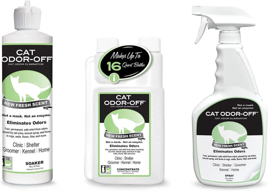 Odorcide Cat Odor-Off Fresh Scent Concentrate Pet Smell Odor Eliminator Bundle – Cat Odor Eliminator Concentrate for Pet Urine Odor, Cat Urine Smell, Feces on Carpet & Litter Boxes (COOFS-Bundle)