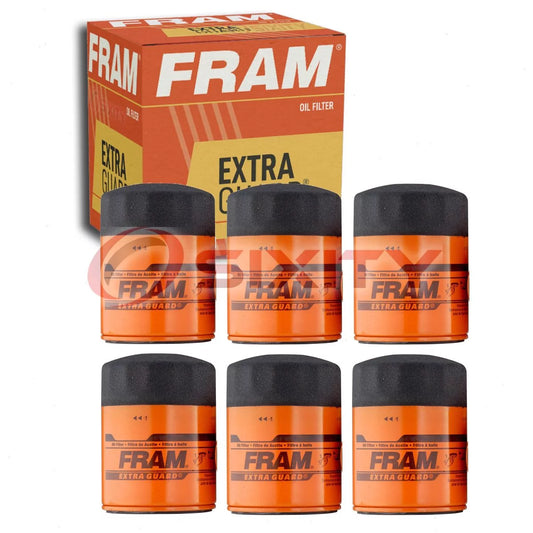 6 pc FRAM PH10575 Extra Guard Engine Oil Filters for 1719859 3I-1211 CO1392 LF339 PF932 T08-1071 Oil Change Lubricant Filters Fits select: 2014-2024 CHEVROLET SILVERADO, 2011-2023 FORD F150