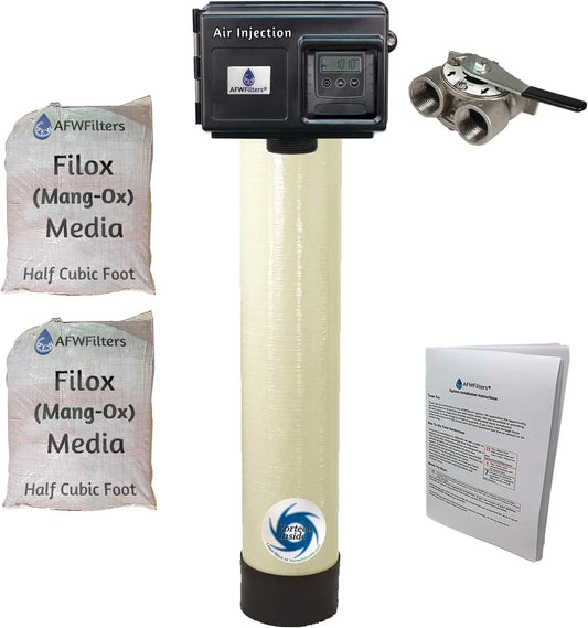 AFW Filters Air Injection Platinum 10 with Fleck 2510SXT Vortech Tank and 3/4 Bypass - AIP10V-25SXT-34 - For Iron Hydrogen Sulfide Rotten Egg Odor Manganese