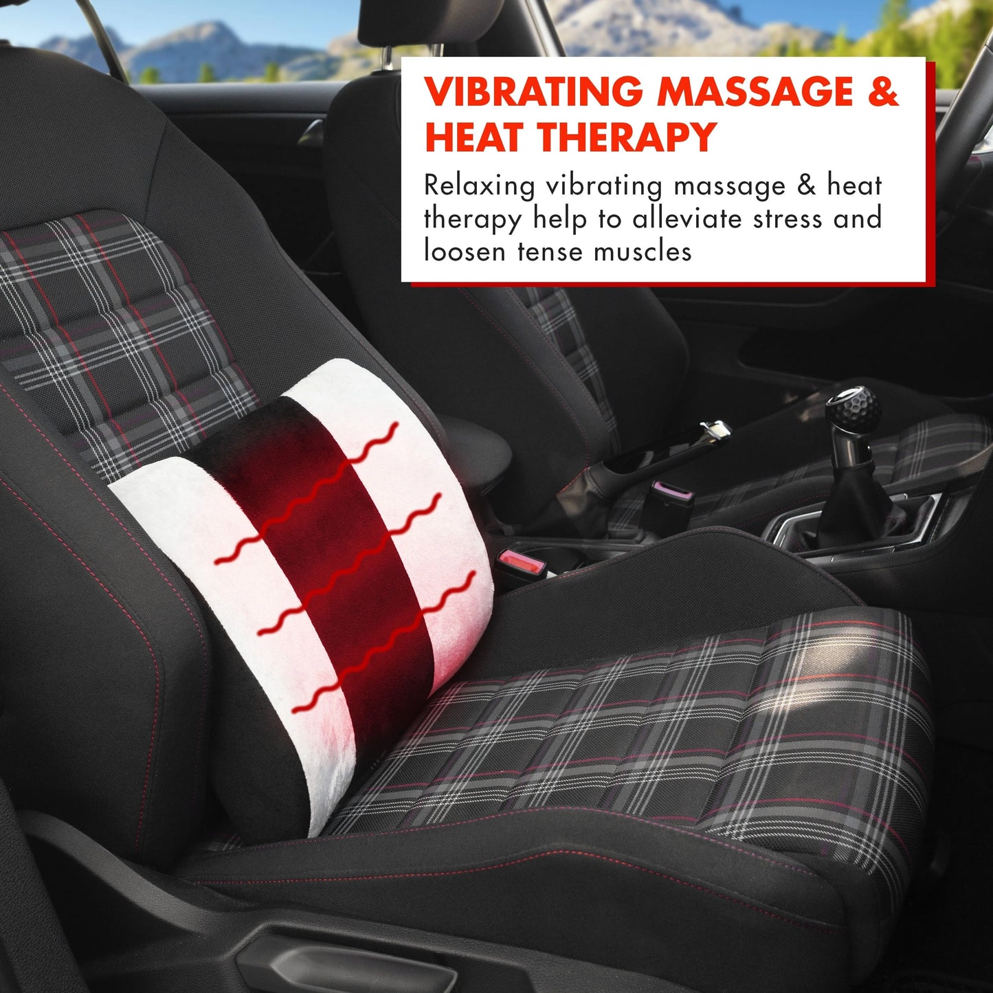 HealthMate Heated Massage Lumbar Cushion - Gray