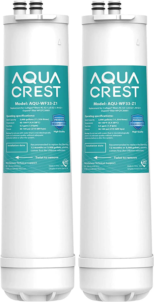 AQUA CREST RC-EZ-1 Replacement for Culligan RC-EZ-1, US-EZ-1, RV-EZ-1, DuPont WFQTC30001, WFQTC70001 and USF-201, USF-202 Water Filter(Pack of 2)