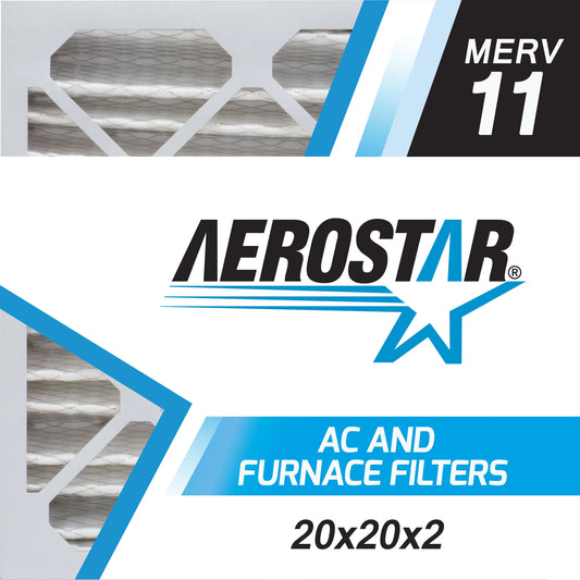 Aerostar 20x20x2 MERV  8, Pleated Air Filter, 20x20x2, Box of 6, Made in the USA