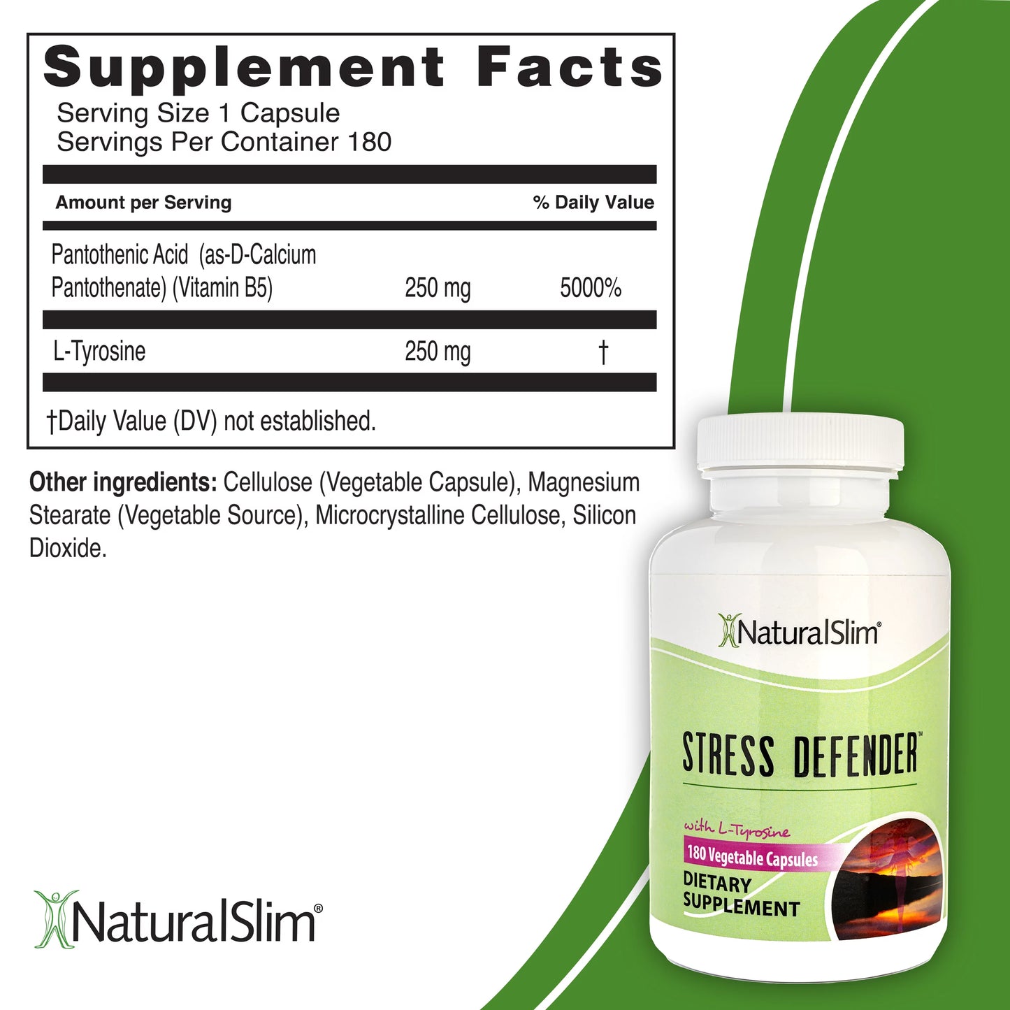 NaturalSlim Stress Defender - Stress Relief Supplement, 180 Capsules