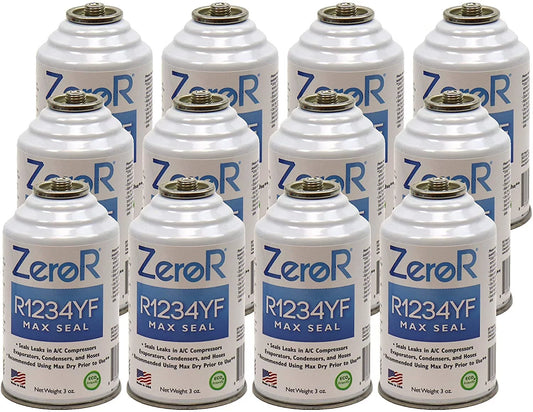 ZeroR R1234YF_ AC MAX Seal Leak Stop - Repairs Metal & Rubber! - 12 Cans