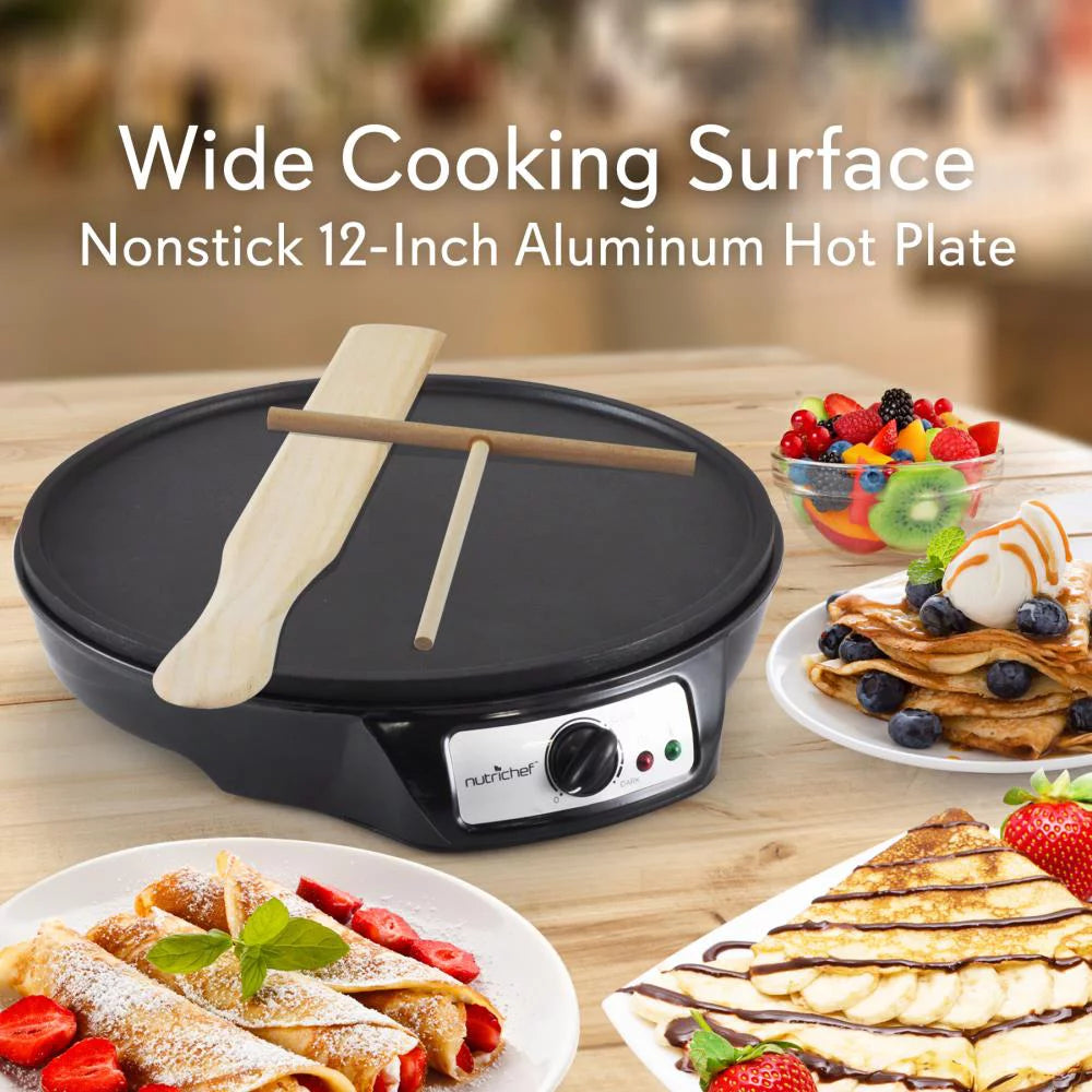 NutriChef AZPCRM12 - Electric Crepe Maker / Griddle, Hot Plate Cooktop