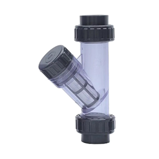 PVC Transparent Y Filter Water Drinking Pipe Purification Adapter Clear PVC Sediment Y-Strainer for Confer Portable Supply , 25mm DN20