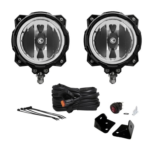 KC HiLites 2007-2018 Fits Jeep Wrangler JK 6 Pro6 Gravity LED Pillar Mount 2 Light System 20W Spot Beam 97100