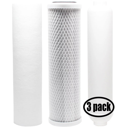 3-Pack Compatible with Filter Kit for Rainsoft 9591 RO System - Includes Carbon Block Filter, PP Sediment Filter & Inline Filter Cartridge - Denali Pure Brand