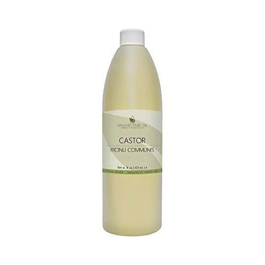 Castor Bean Oil - 100% Pure, Organic, Cold Pressed, Vegan, Non-GMO 16 OZ Premium Therapeutic Grade - Castor Oil For Hair, Nails, Eyelashes, Eyebrows, Beard, Mustache
