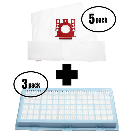 10 Replacement Miele S316i Cat & Dog Vacuum Bags, 10 Micro Filters & 3 HEPA Filter - Compatible Miele Type FJM Bags, Micro Filters & SF-AH 30, SF-HA 30, AH30 Filter (5-Pack, 2 Bags Per Pack)
