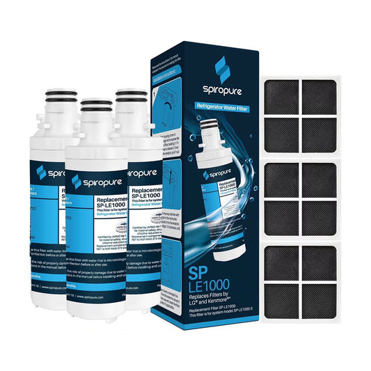 SpiroPure SP-LE1000 Fridge Water Filters and SP-LE120 Air Filters, 3 Each
