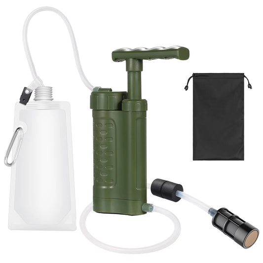 Portable Water Filtration System with 0.01 Micron Filter and Pump - Ideal for Family Preparedness, Camping, Hiking, and Emergency Situations