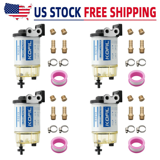 4pcs S3213 Boat Fuel Water Separator Marine for Mercury Yamaha Outboard 10 Micron US