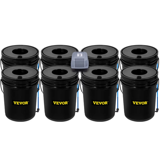 VEVOR DWC Hydroponic Bucket System, 5 Gallon 8 Buckets, Deep Water Culture Growing Bucket, Hydroponics Grow Kit with Pump, Air Stone and Water Level Device